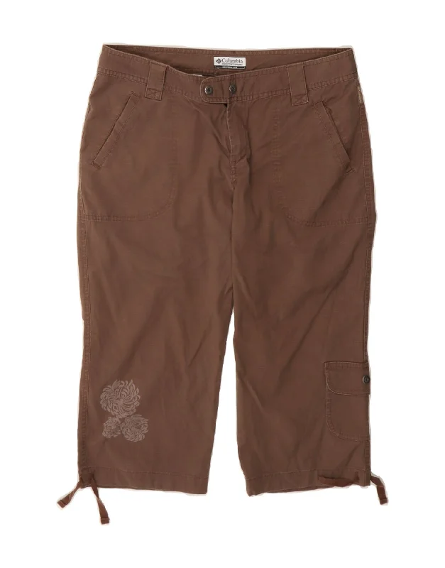 COLUMBIA Womens Capri Cargo Trousers US 8 Medium W30 L20 Brown Floral Trousers Brand Named