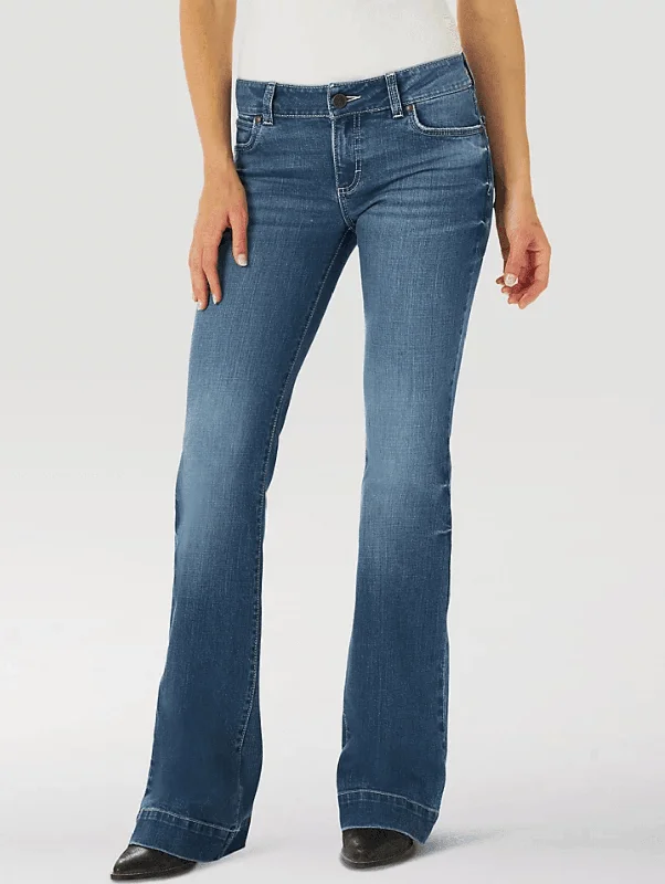 Wrangler Retro Women's Mae Mid Rise Wide Leg Trouser Jean 112315025 Trousers Leisure Comfortable
