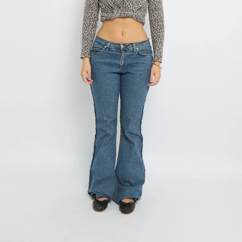 DIESEL INDUSTRY Worn Straight Leg Trousers -UK 12 Trousers Fleece Cozy
