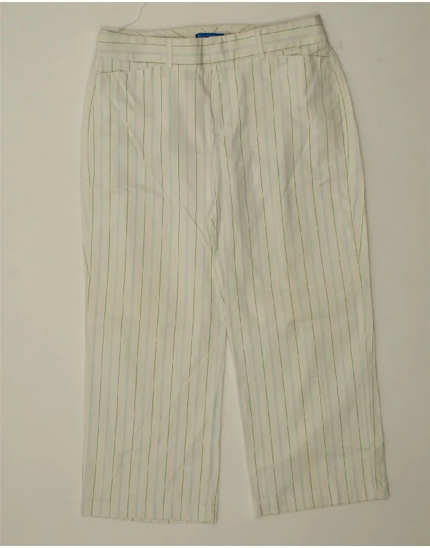 DOCKERS Womens Straight Capri Trousers US 8 Medium W30 L23 White Striped Trousers Gym Athletic