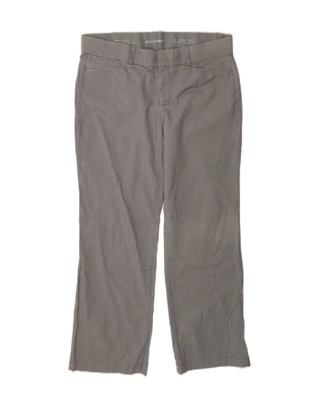DOCKERS Womens Straight Casual Trousers US 14 XL W36 L30 Grey Cotton Trousers Timeless Classic