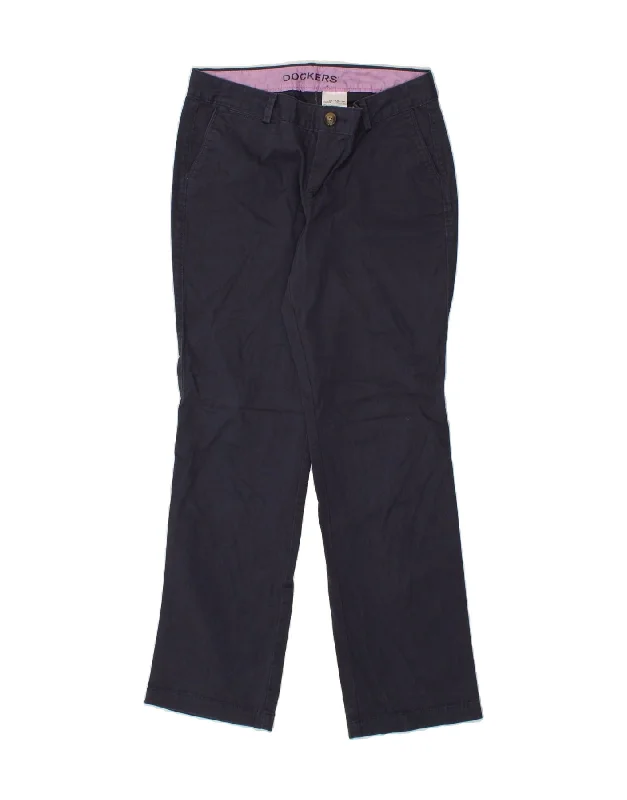 DOCKERS Womens Straight Chino Trousers US 10 Large W32 L32 Navy Blue Trousers Sale Discount