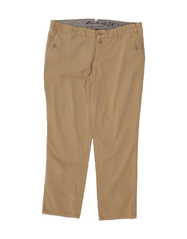 EDDIE BAUER Womens Legendwash Chino Trousers US 12 Large W36 L28 Beige High Waist Slim Fit Ankle Length