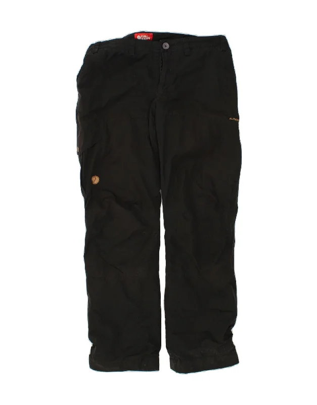 FJALL RAVEN Womens Straight Windbreaker Trousers EU 42 Large W34 L33 Black Skinny Trousers Denim Stretchy