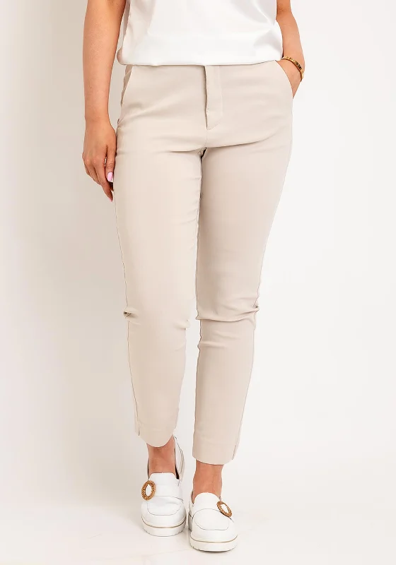 FREEQUENT Slim Leg Ankle Grazer Trousers, Stone Trousers Prom Sequined
