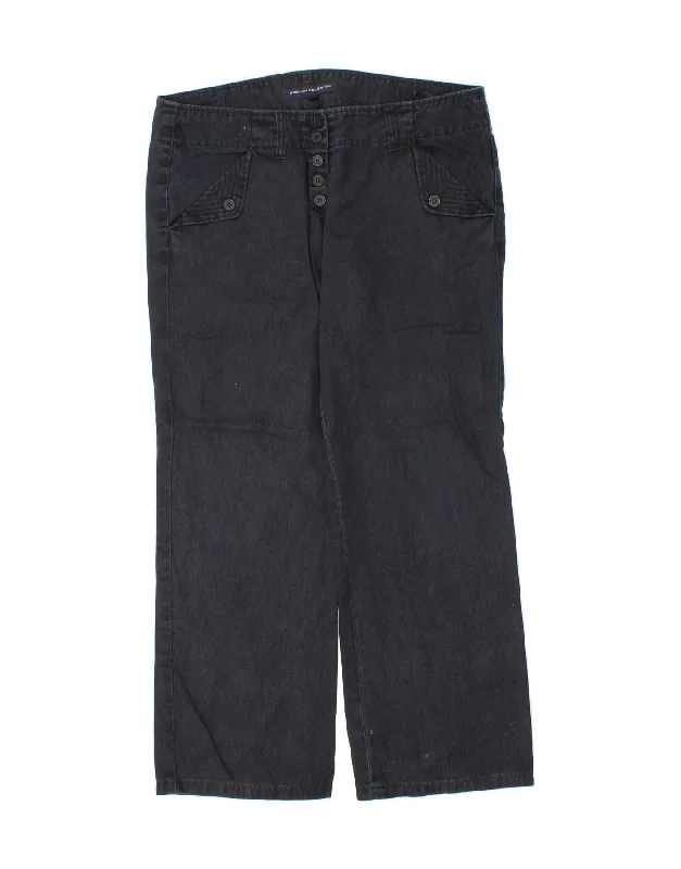 FRENCH CONNECTION Womens Straight Trousers US 14 XL W34 L28 Navy Blue Trousers Gym Athletic