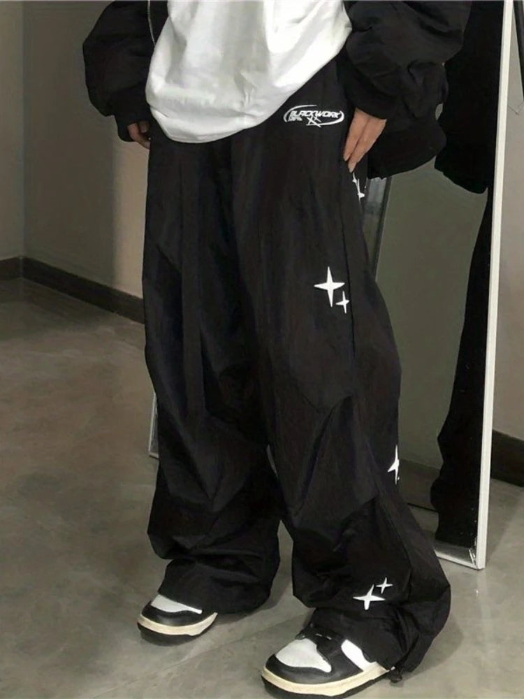 Parachute Pants Women Oversized Cyber Y2k Hip Hop Wide Leg Cargo Trousers Trousers Flared Retro
