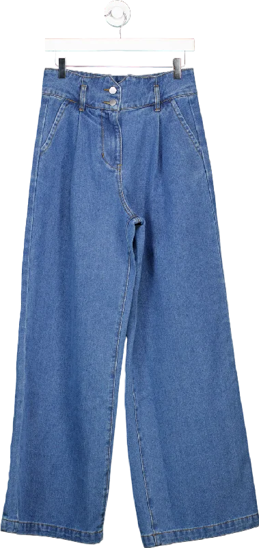 Karen Millen Blue Denim Indigo Wide Leg Trousers UK 10 Trousers Occasion Special
