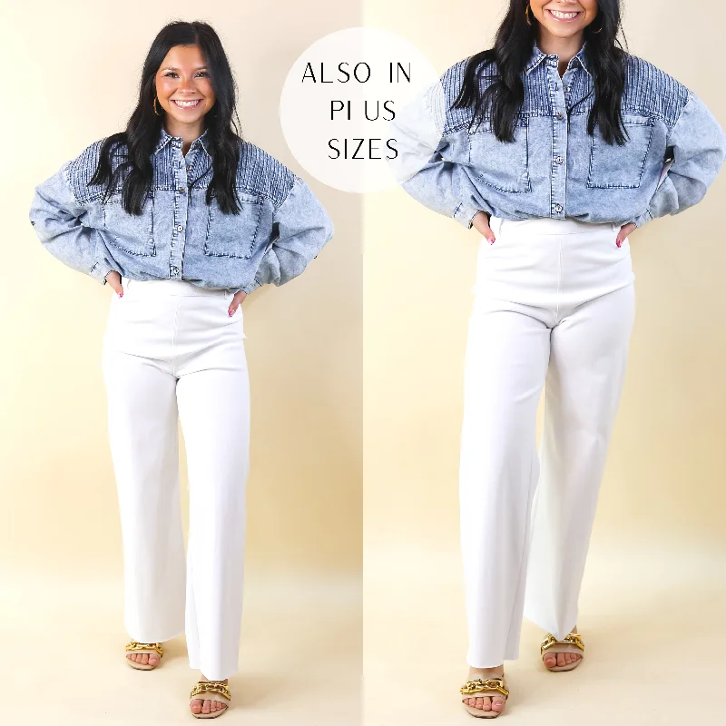 Lyssé | Erin Wide Leg Denim Trousers in White Wash Trousers Palazzo Wide Leg