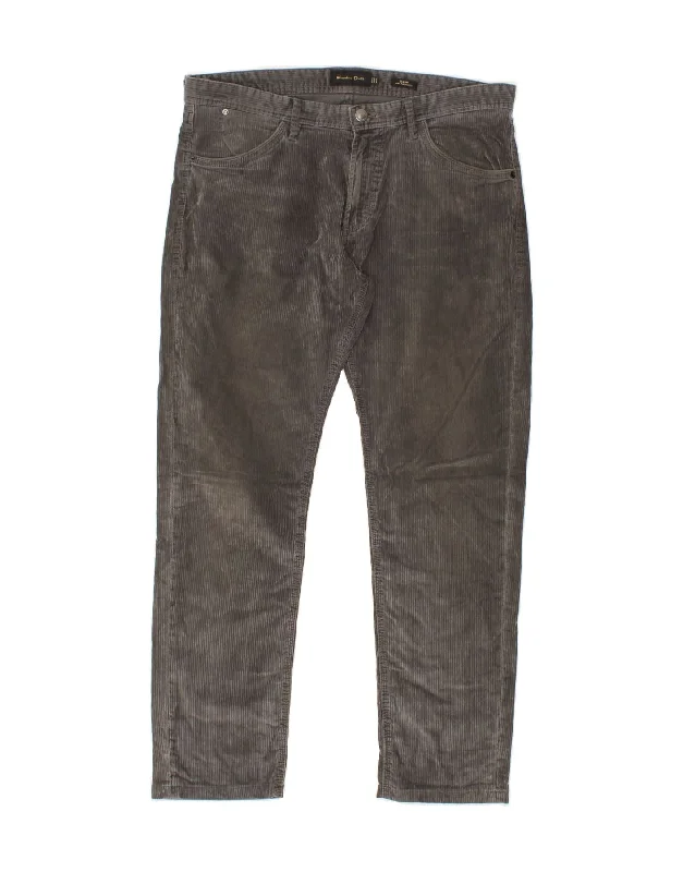 MASSIMO DUTTI Womens Slim Fit Corduroy Trousers EU 42 Large W32 L28 Grey Trousers Office Stylish