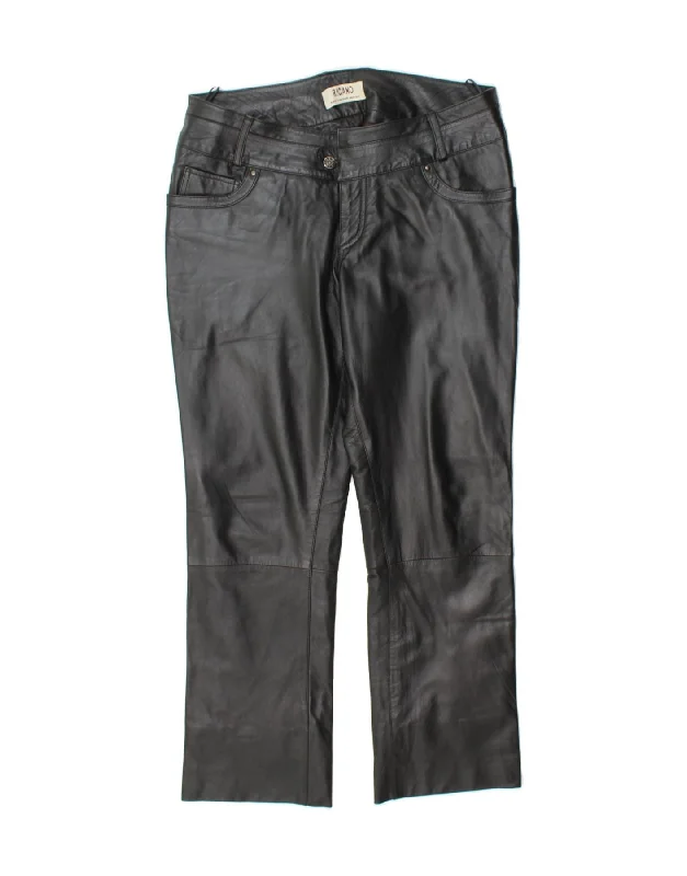 RICANO Womens Straight Leather Trousers W32 L28 Black Trousers Capri Summer