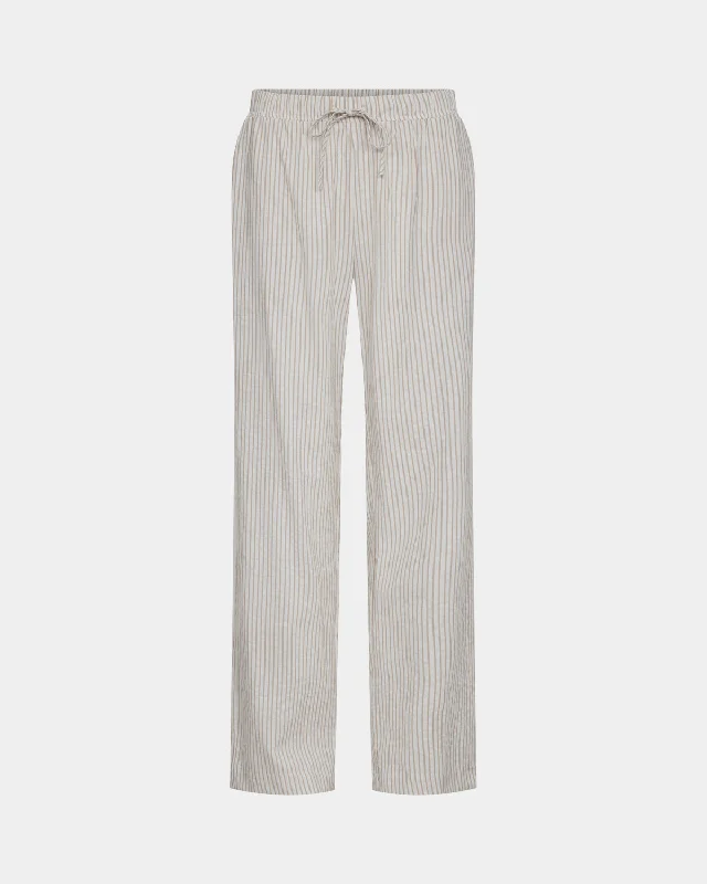 ABIGAILESW TROUSERS - Light Brown Striped Trousers Lace Delicate
