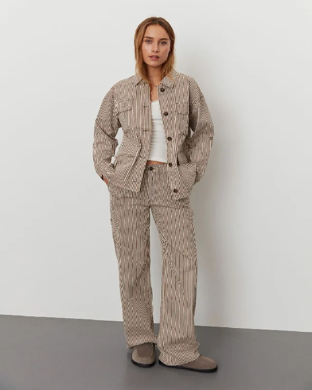 GITTESW TROUSERS - Brown Striped Trousers stylish modern