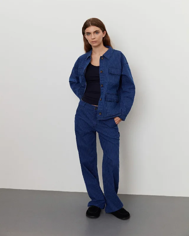 GITTESW TROUSERS - Cobalt Striped Trousers Chinos Classic
