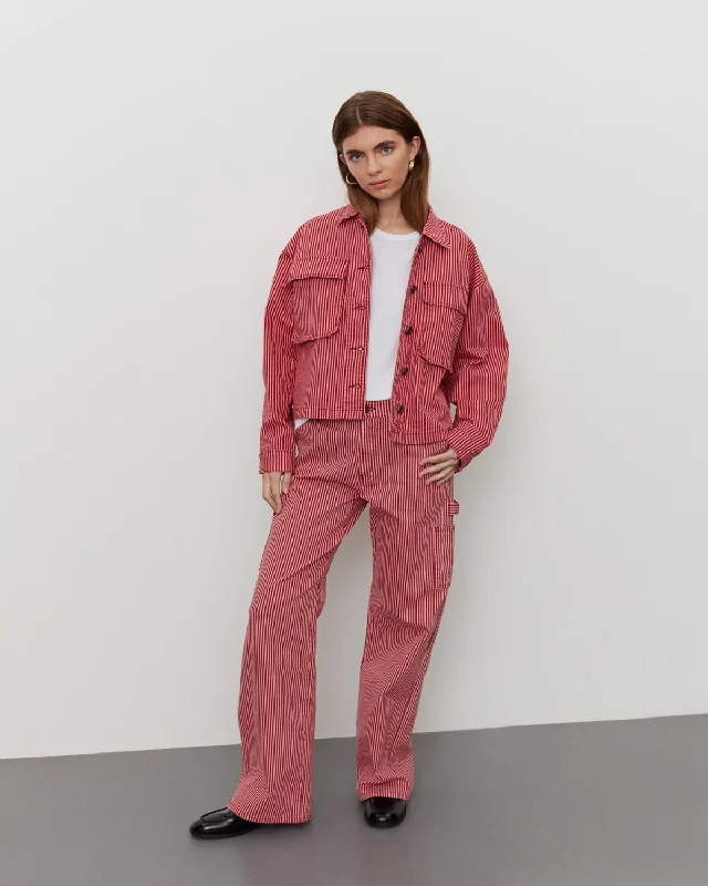 GITTESW TROUSERS - Red Striped Trousers fashionable trendy