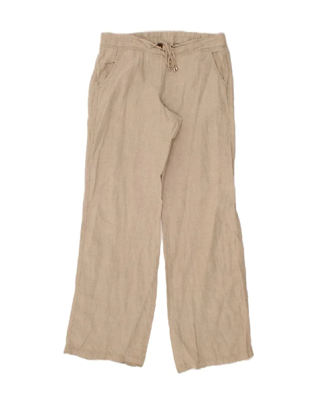 TOMMY BAHAMA Womens Straight Trousers US 6 Medium W32 L33 Beige Linen Trousers Office Stylish