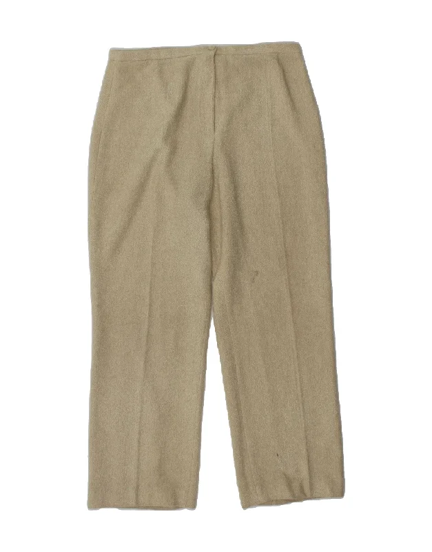 VINTAGE Womens Casual Trousers UK 12 Medium W30 L28 Beige Herringbone Trousers Cargo Utility