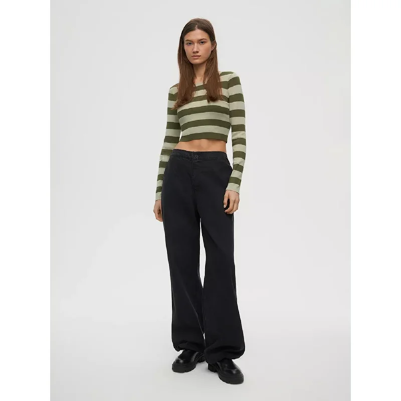 Black Elastic Wide Leg Denim Trousers Trousers Hiking Durable