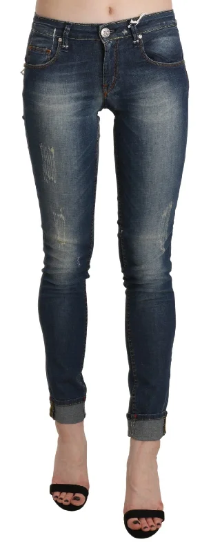 Acht  Washed Low Waist Skinny Cropped  Women's Trouser Trousers Polka Dot Cute