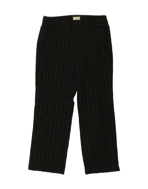 DOCKERS Womens Petit Casual Trousers US 10 Large W30 L28 Black Striped Trousers Essential Wardrobe