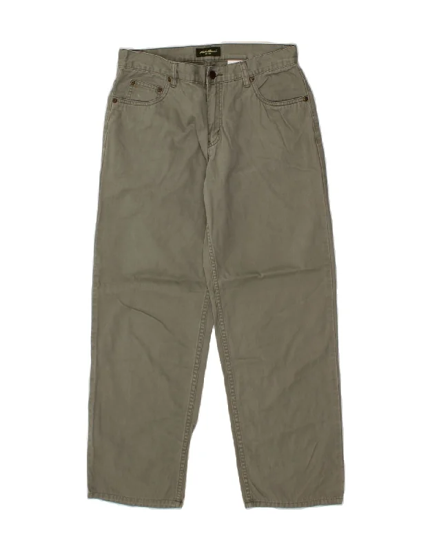EDDIE BAUER Womens Straight Casual Trousers US 8 Medium W30 L28 Grey Trousers luxurious premium