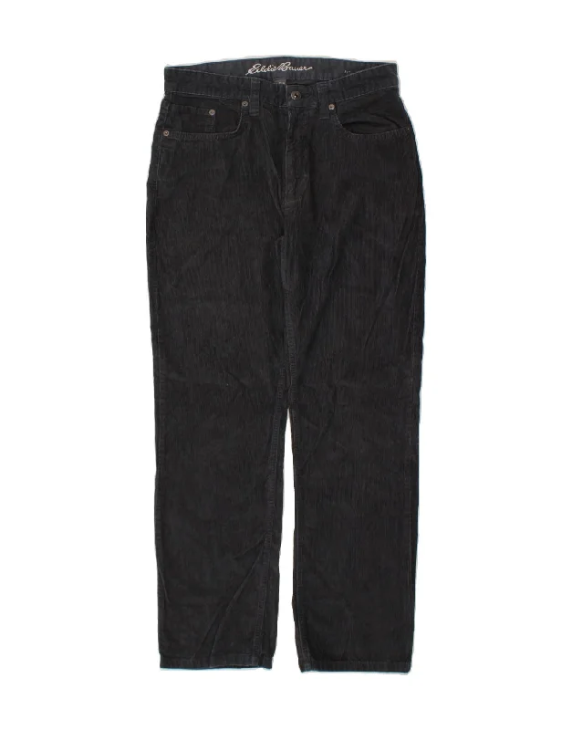 EDDIE BAUER Womens Straight Corduroy Trousers W30 L27 Grey Cotton Trousers chic fashionable