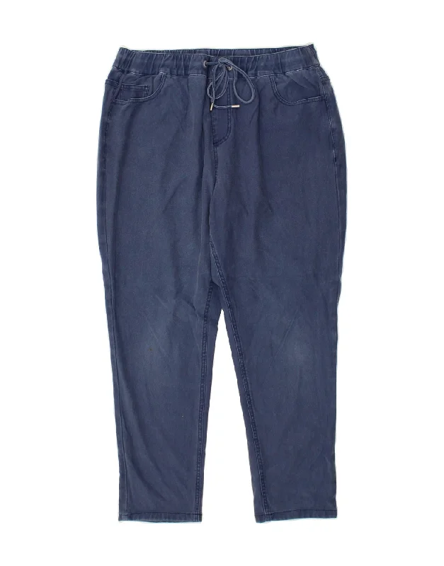 FRENCH CONNECTION Womens Slim Trousers UK 14 Large W36 L27 Navy Blue Trousers fashionable chic