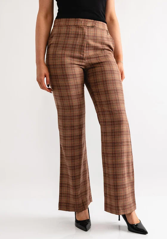 Goa Goa Check Wide Leg Trousers, Brown Trousers Winter Warm
