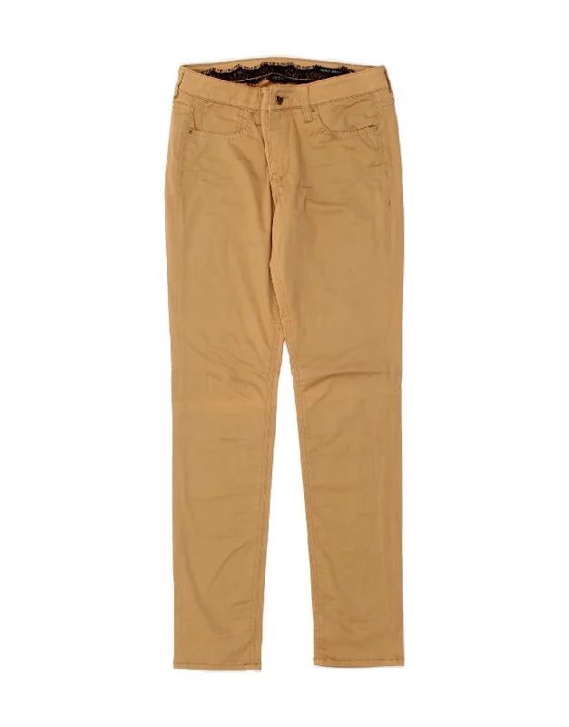 GUESS Womens Nicole Skinny Casual Trousers W30 L31 Beige Cotton Cropped Trousers Casual Linen