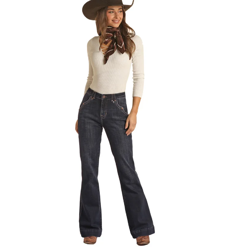 Rock & Roll Cowgirl High Rise with Rivets Trouser Trousers sophisticated sleek