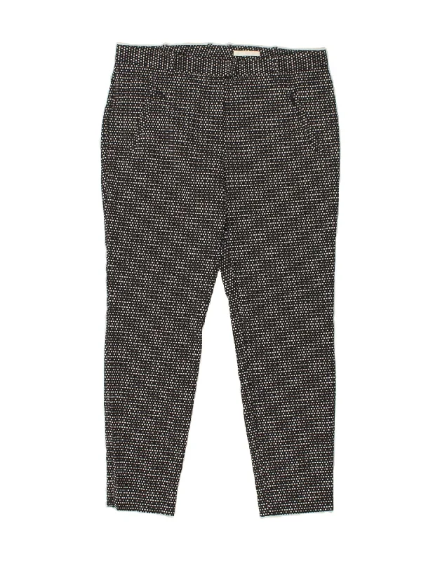 HUGO BOSS Womens Casual Trousers UK 14 Large W34 L28 Black Geometric Trousers Spring Floral