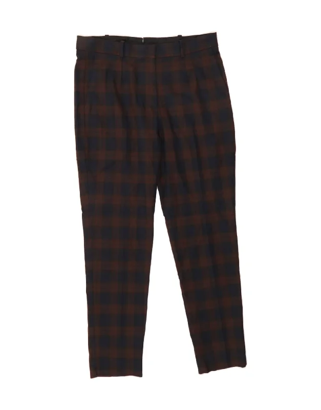 JIGSAW Womens Slim Suit Trousers UK 12 Medium W30 L29 Navy Blue Check Trousers Wedding White