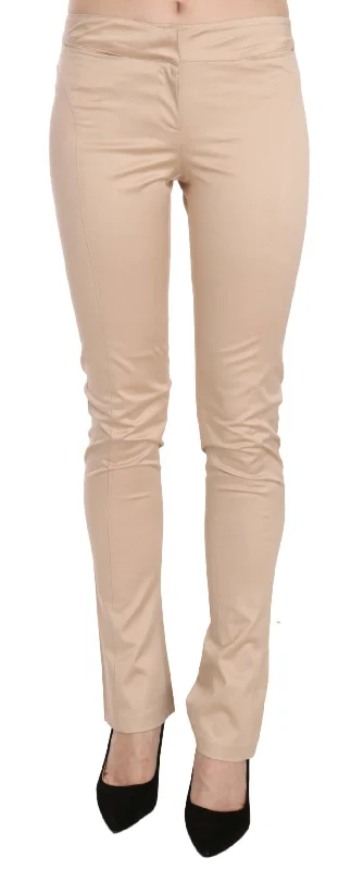 Just Cavalli Elegant Cream Low Waist Skinny Trousers Trousers Chinos Classic
