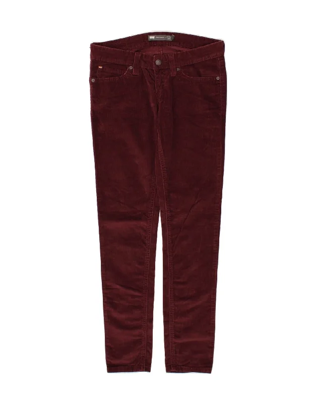 LEVI'S Womens Demi Curve Low Waist Corduroy Trousers W27 L31 Burgundy Trousers stylish modern