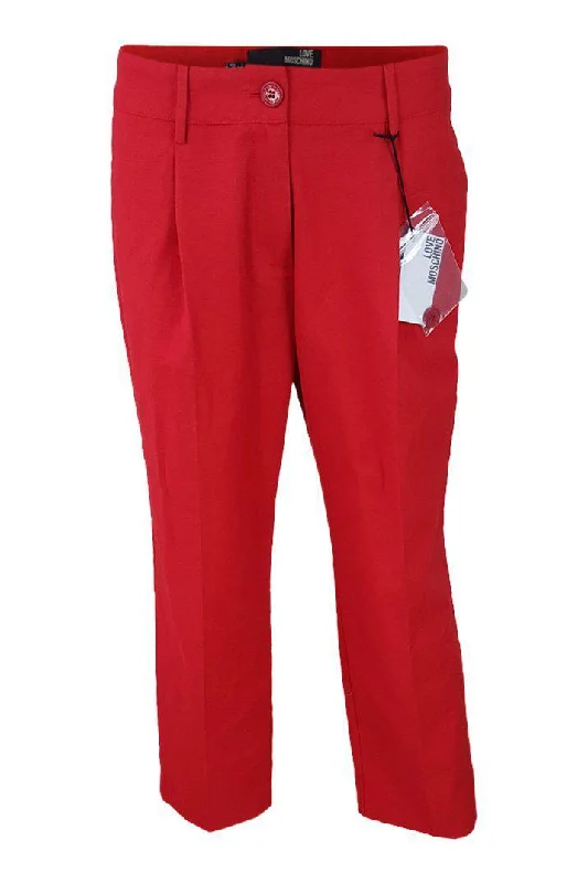 LOVE MOSCHINO Women's Cherry Red Pleat Front Capri Trousers (UK 10) Trousers Hiking Durable LOVE MOSCHINO Women's Cherry Red Pleat Front Capri Trousers (UK 10) Trousers Hiking Durable