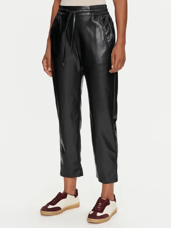 Marella SELVA Black Faux Leather Trousers 2423786014 Col 004 Trousers Formal Black