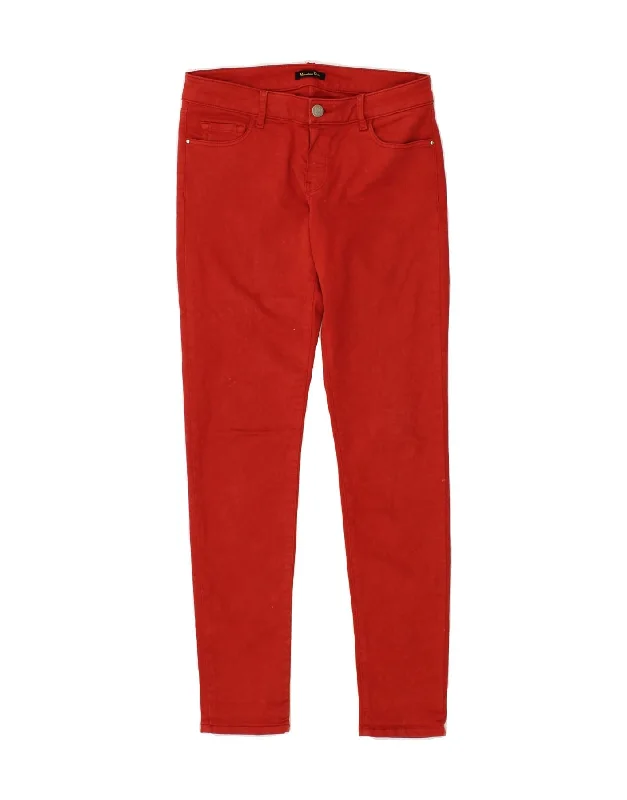 MASSIMO DUTTI Womens Skinny Casual Trousers EU 36 XS W26 L30 Red Cotton Trousers Palazzo Wide Leg