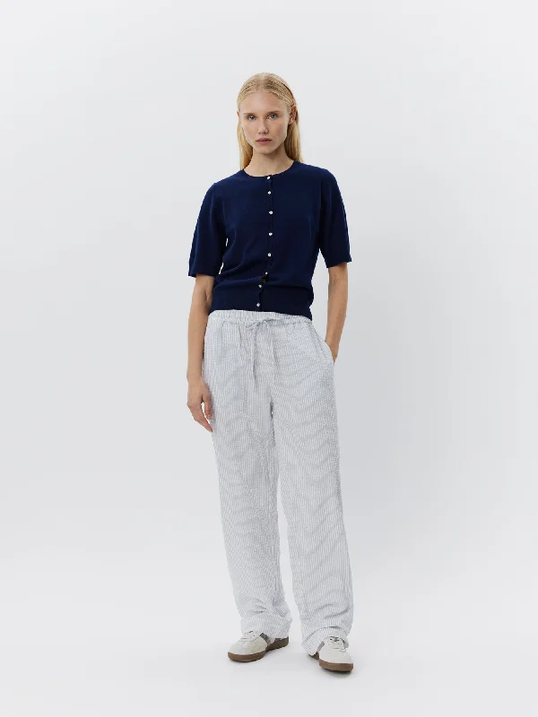 ABIGAILESW TROUSERS - Antique White w Blue Trousers Bridal Satin