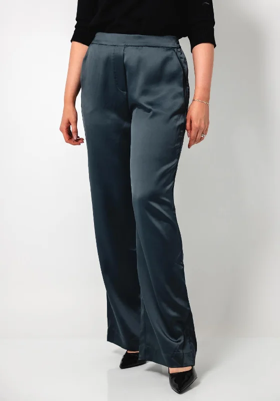 Tiffosi Bezel Satin Wide Leg Trousers, Grey Trousers Winter Warm