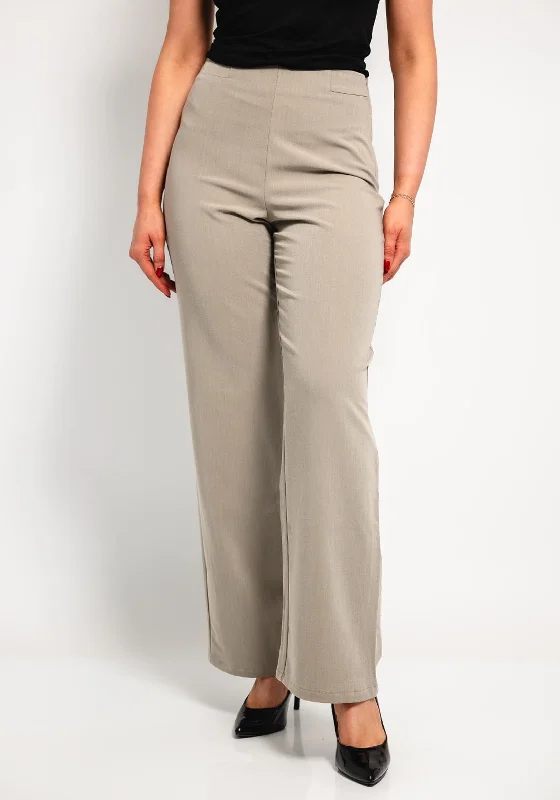 Tiffosi Charlotte Wide Leg Trousers, Stone Trousers Velvet Soft