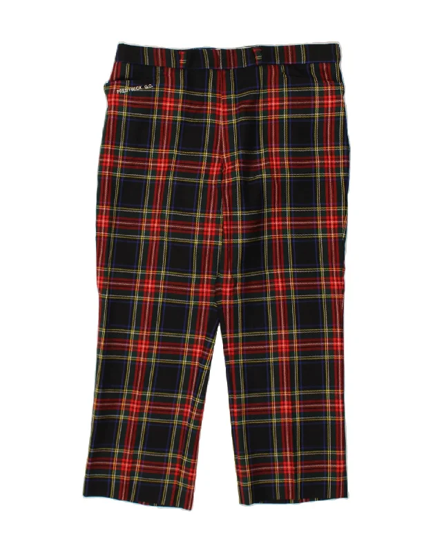 VINTAGE Womens Tapered Casual Trousers W40 L28 Red Plaid New Wool Trousers stylish elegant