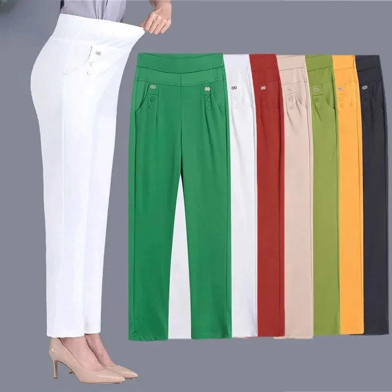 Women Thin Candy Colors Stretch Classic Pants Straight Trousers Skinny Trousers Denim Stretchy