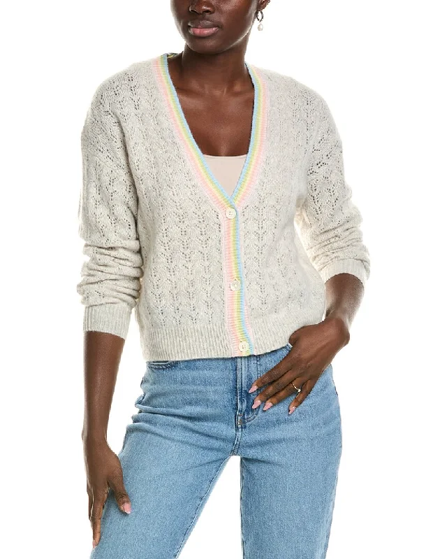 27 Miles Malibu womens Pointelle Stripe Placket Cashmere Cardigan, xs, White Fleece Cardigan Nylon Polyester 27 Miles Malibu womens Pointelle Stripe Placket Cashmere Cardigan, xs, White Fleece Cardigan Nylon Polyester