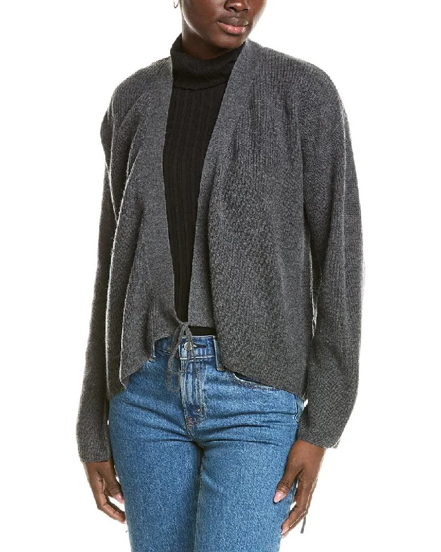 Brodie Cashmere Wool & Cashmere-Blend Ribbed Wrap Cardigan Herringbone Houndstooth Plaid Brodie Cashmere Wool & Cashmere-Blend Ribbed Wrap Cardigan Herringbone Houndstooth Plaid