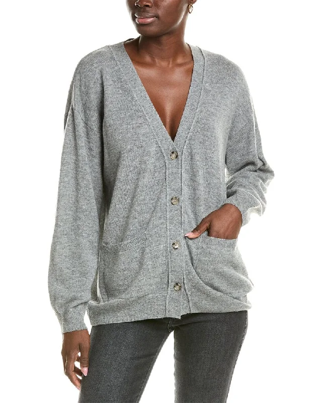 Brodie Cashmere Wool & Cashmere-Blend Roll Edge Luxe Cardigan Ribbed Striped Patterned Brodie Cashmere Wool & Cashmere-Blend Roll Edge Luxe Cardigan Ribbed Striped Patterned