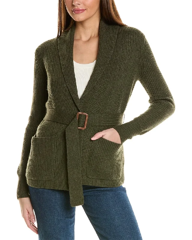 Bruno Magli Ribbed Belted Shawl Wool Cardigan Knit Fabric Woven Fabric Fleece Fabric Bruno Magli Ribbed Belted Shawl Wool Cardigan Knit Fabric Woven Fabric Fleece Fabric