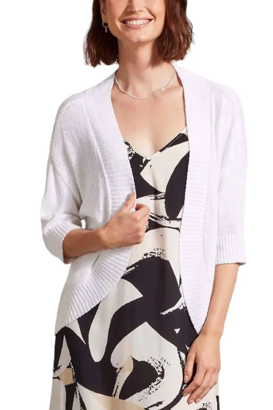 Cocoon Cardigan In White Rayon Fabric Velvet Fabric Corduroy Fabric
