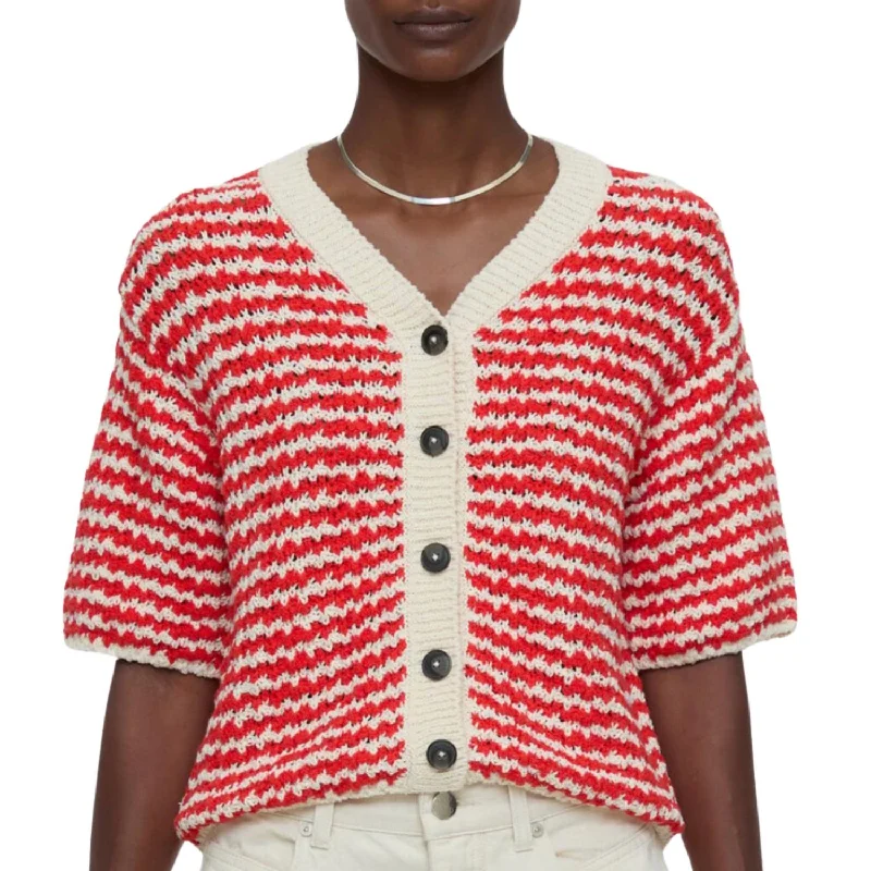 Crochet Cardigan In Arabiata Cashmere Blend Cotton Blend Poly Blend