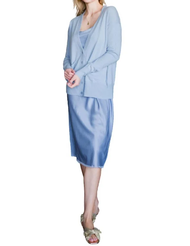 Crown Park Cardigan In Periwinkle Jersey Fabric Tulle Fabric Batik Fabric