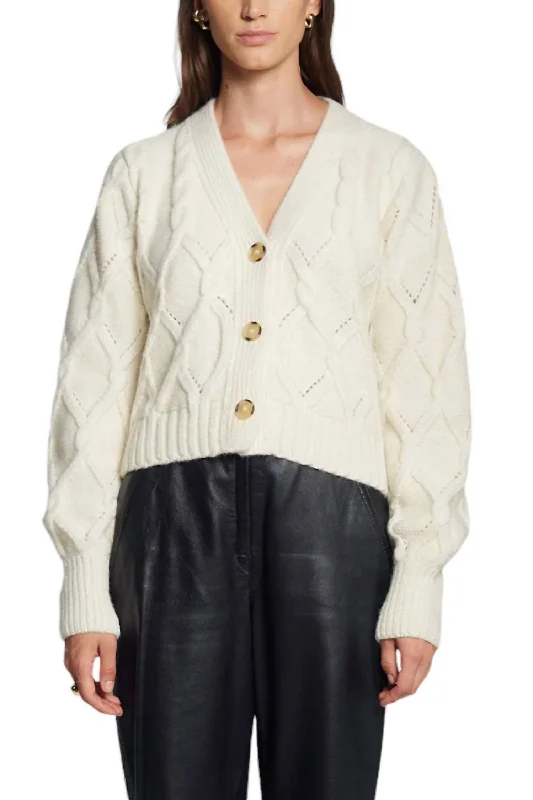 Fara Cardigan In Ivory Button Cardigan Zip Cardigan Pullover Cardigan